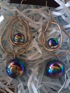 Iridescent Multi-Color Drop Earrings - Women Accessories